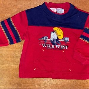 Vintage Wild West coy bow crew sweatshirt 12 months boys baby toddler shirt long